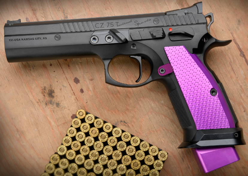 CZ Custom Shop Purple 75 TS Orange 9mm Pistol - Mikro Pocket Grips