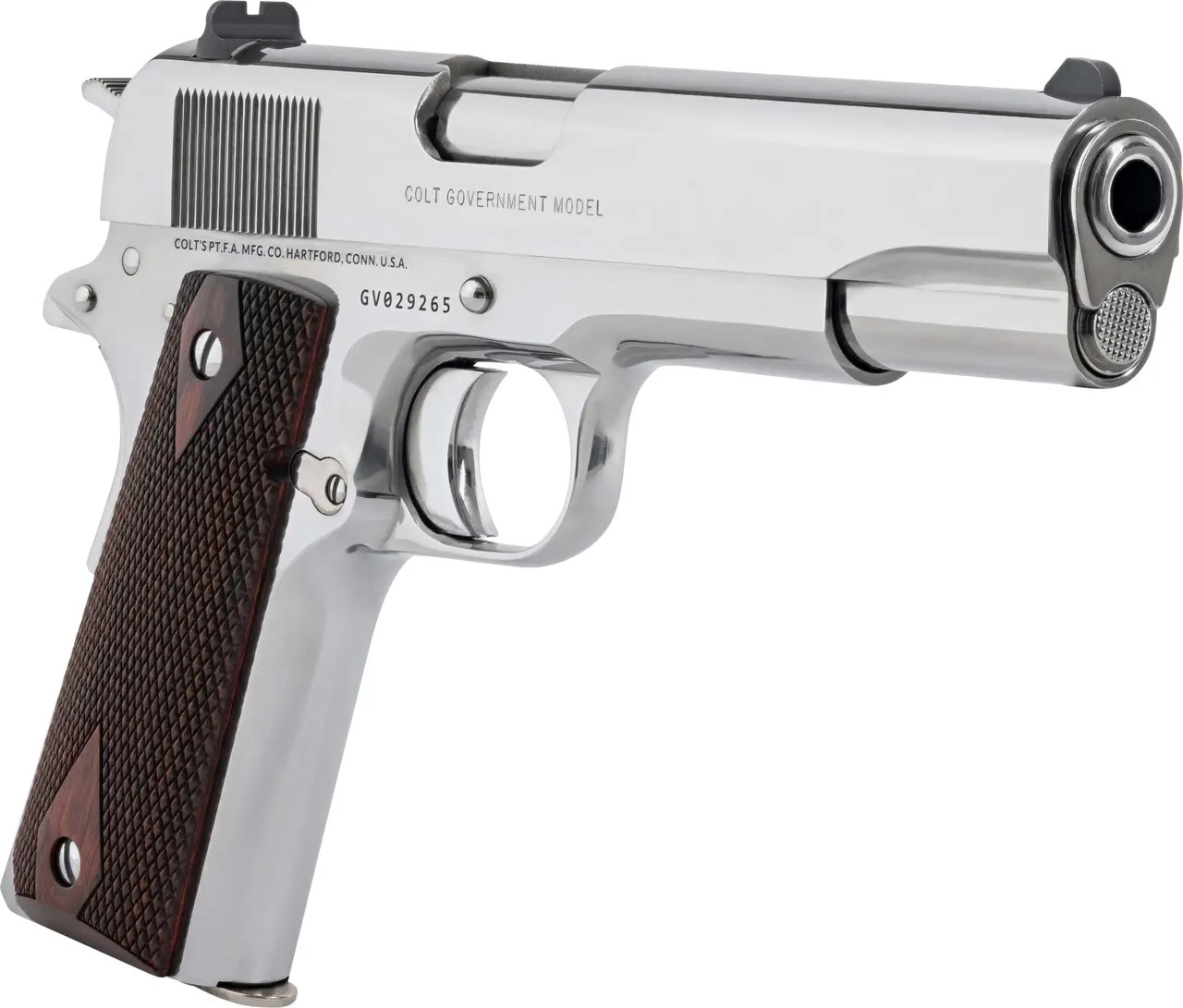 Colt Government 1911 Bright Stainless .38 Super Pistol 5