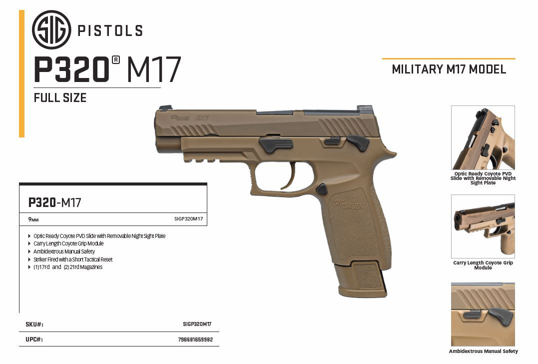 Sig Sauer - P320-M17 Full Size - US MILITARY M17 MODEL - Bauer Precision