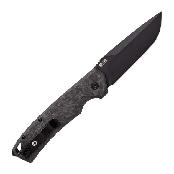 Tekto Knives A3 Delta Crushed Carbon Handle Black D2 Blade