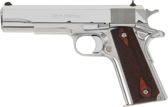 Colt Government 1911 Bright Stainless .38 Super Pistol 5" Barrel - 8 Rd, O1911C-BS38, 098289113504