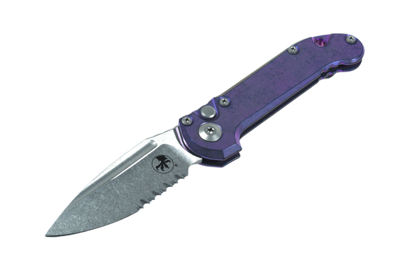 Microtech LUDT Gen III S/E Partial Serrated - Purple Haze Anodized Titanium Slab Side Finish, 1135-11MS9, 841768196006