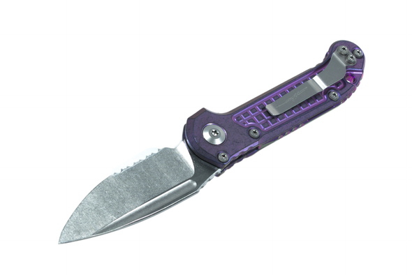 Microtech LUDT Gen III S/E Partial Serrated - Purple Haze Titanium Frag Pattern Finish, 1135-11FRMS5, 841768195955
