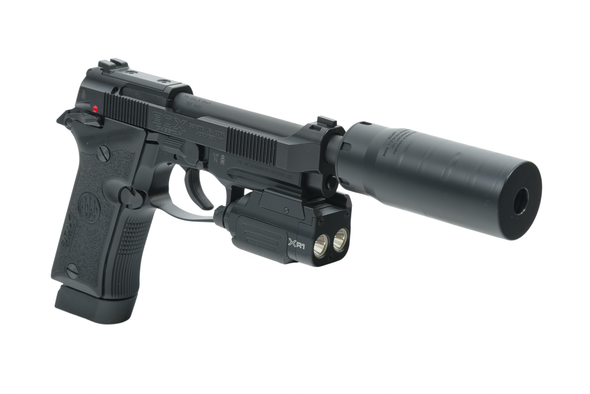 Beretta 80x Cheetah Tactical Urban Optic Ready .380 ACP Pistol 4.4" Threaded Barrel - 15 Rd Surefire XR1 Rechargeable Light & Wolfpack Armory Whisper Pickle Mini Suppressor Bundle, J80XTU15, 082442988627, XR1-A, 084871329897, WP1228BK