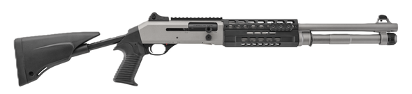 Benelli M4 Tactical Telescoping 12 Gauge Pistol Grip Shotgun Titanium Finish 18.5" Barrel - Multi-Rail Forend - LE Model, 11733, 650350117332