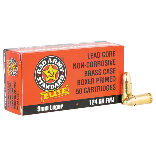 Century Red Army Standard 9mm 124gr Non-Corrosive Lead Core - 50 Rd Box, 787450612457