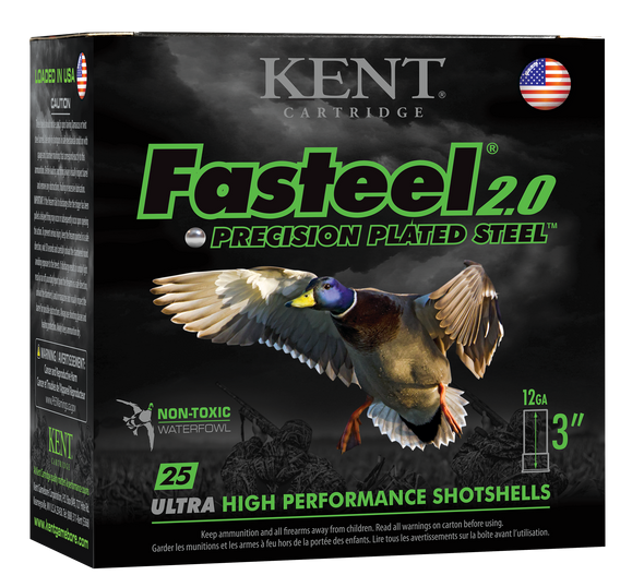 Kent Cartridge Fasteel 2.0 Non-Toxic 12 Gauge 3" - 1 1/4 oz 2 Shot - 25 Rd Box, K123FS36-2, 656308111629