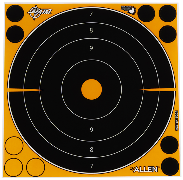 EZ-AIM Splash Reactive Self-Adhesive Target 8" Bullseye Pack - 30 per pack