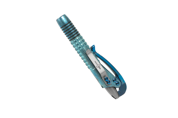 Microtech Siphon II - Ice Blue Frag Pattern Titanium - Double Vapor Blast Finish, 401-IBFRTIBLVB-MCK, 810222586370