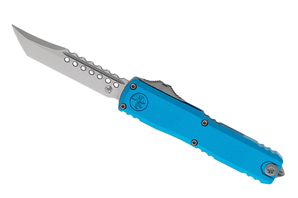 Microtech UTX-70 Gen IV Hellhound Signature Series - Blue Handle - Stonewash Blade, 14194-10BLS, 810222584710