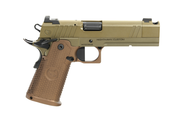 Nighthawk Custom Sandhawk Comp Double Stack 9mm Pistol 5" Comp Barrel Nighthawk IOS Upgrade - Ambi Safety Upgrade - Barrel Flutes Upgrade, 0803, 806802760803