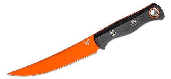 Benchmade Hunt Meatcrafter 2 Fixed Blade Knife 6.08" CPM-S45VN Orange Cerakoted Trailing Point, Carbon Fiber Handles, Boltaron Sheath (15500OR-2)