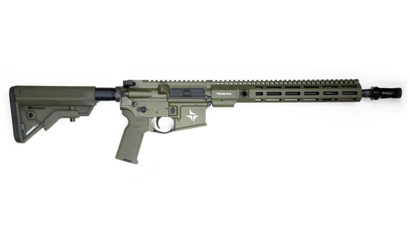 TRIARC Systems - TSR-15S 13.9" (PINNED) HUXWRX 5.56 Nato - Green 'ANO' CERAKOTE w/ white logoTRIARC Systems - TSR-15S 13.9" (PINNED) HUXWRX 5.56 Nato - Green 'ANO' CERAKOTE w/ white logo