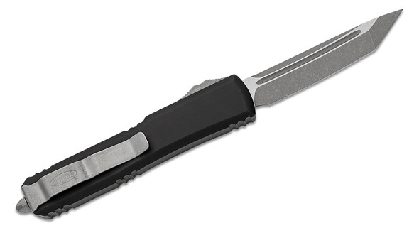 Microtech - 123-10AP Ultratech AUTO OTF 3.46" Apocalyptic Tanto Plain Blade, Black Aluminum Handles (123-10AP)