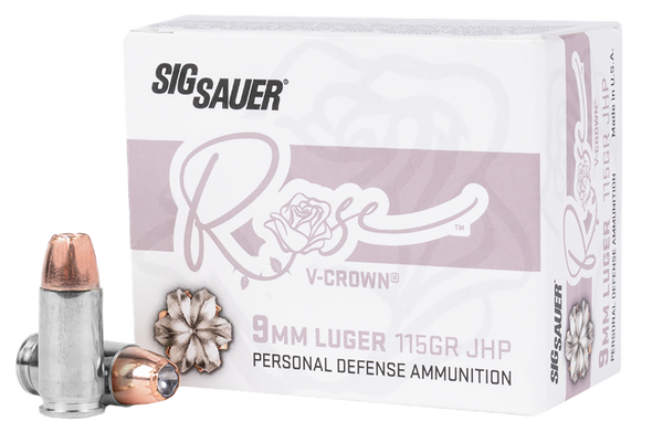 Sig Sauer ROSE V-Crown 9mm 115gr JHP - 20 Rd Box, E9MMA1-ROSE-20, 798681686827