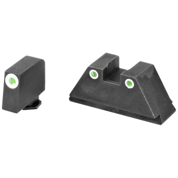 AmeriGlo - 3 Dot Sights - Green with White Outline - Tall Suppressor Series For All Glocks (GL-329)