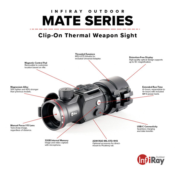 IRAY USA - MATE 640 50mm Clip-On Thermal Weapon Sight (MAH50)