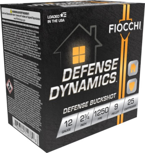 Fiocchi DEFENSE DYNAMICS 12ga 2 3/4" 9 Pellet Buckshot