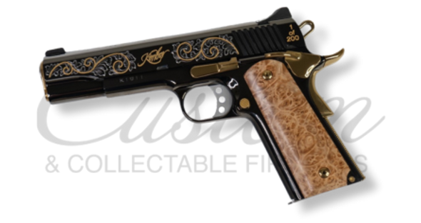 KIMBER - 1911 - 45 ACP - 5"  BLACK DELUXE - SCROLL WORK GOLD ROPE INLAY 1 OF 200