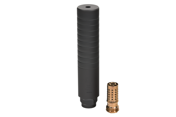 Q PORQ CHOP 8.6mm/.338 Stainless Steel Suppressor - Black Nitride, SIL-PC-QUICKIE-86-RE, 850035705421