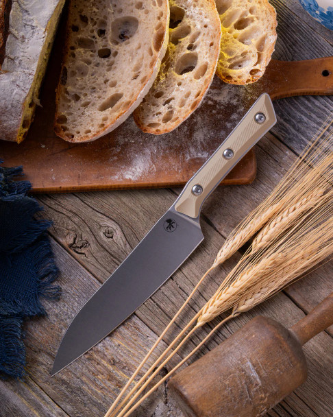 Microtech 6" Utility Knife - Tan G-10 Handle - Stonewash Blade, 3400-10CE, 841768183457