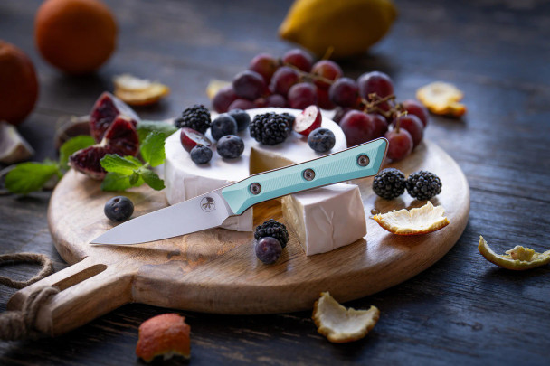 Microtech 3.5" Pairing Knife - Caribbean Blue G-10 Handle - Stonewash Blade, 3500-10CA, 841768183891