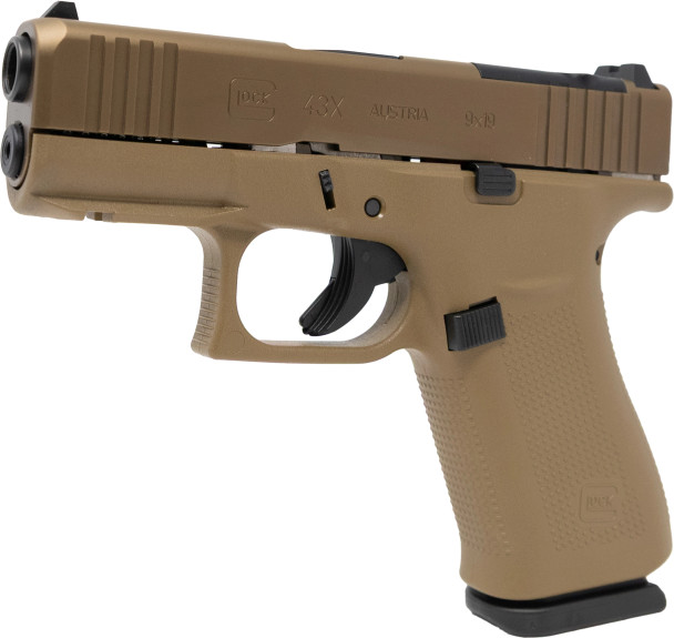 Glock 43X MOS 9mm Pistol 3.41" Barrel - Davidson's Exclusive Coyote Brown, PX435Z201FRMOSK, 764503066696