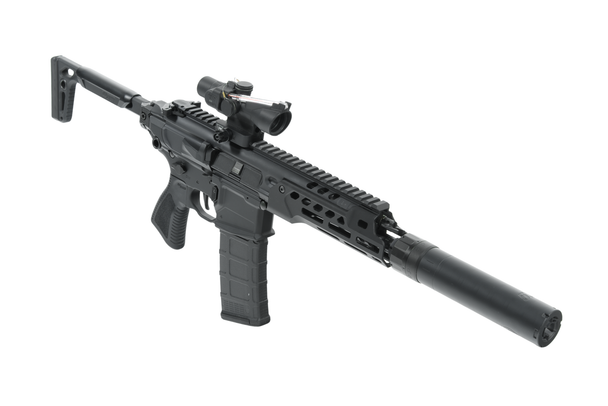 Sig Sauer MCX Rattler LT 5.56mm SBR w/ SLX556-QD Inconel Suppressor & Trijicon 2x20 ACOG, RMCX-556N-7B-LT-SBR, SLX556-QD, TA47-C-400343, Trijicon ACOG 2x20 Dual Illumination Red Crosshair W/ Q-LOC - Black, Sig Sauer SLX556-QD 5.56mm Rifle Suppressor