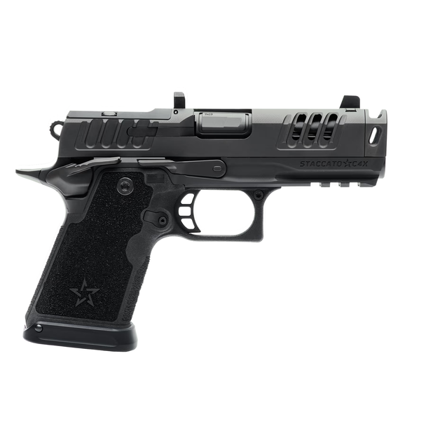 Staccato HD C4X Premium Package 9mm Pistol - DLC Comp Barrel & X-Serrations - Trijicon Tritium Sight, 20-2701-000107-01