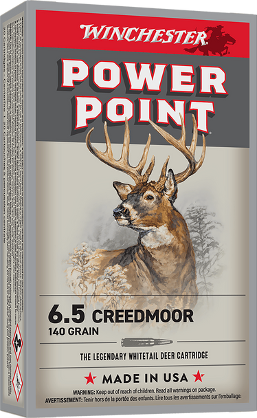 Winchester Power Point 6.5 Creedmoor 140gr Soft Point - 20 Rd Box, X652, 020892233553