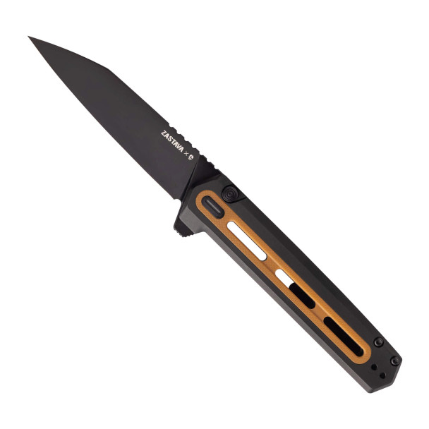 Tekto Knives F4 Echo Zastava Folding Knife - Titanium-Coated S35VN Reverse Tanto Blade - American Walnut G10 Inlay, F4R_T6GBR_S35BK5_A1, 850034486154