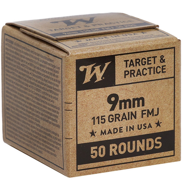 Winchester Target & Practice 9mm 115gr Full Metal Jacket - 1000 Rd Case, SG9W50-CASE