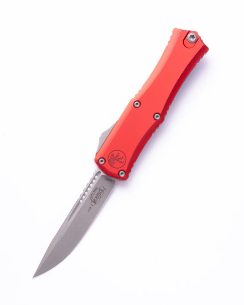 Microtech Hera II Mini Recurve - Red Handle - Stonewash Blade, 1705M-10RD, 841768168201