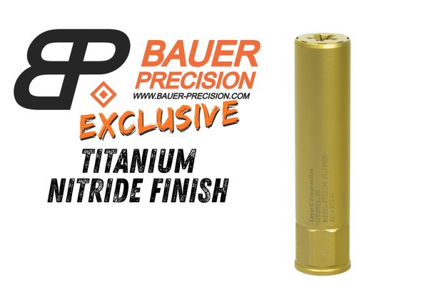 LayerX Suppression Strake 9 Titanium PCC/MP5 9mm Suppressor - Bauer Precision Exclusive TiN Finish, LX-STRAKE9-TiN, LX-STRAKE9