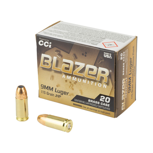 Blazer Ammunition 9mm 115 Grain JHP - 20 Rds