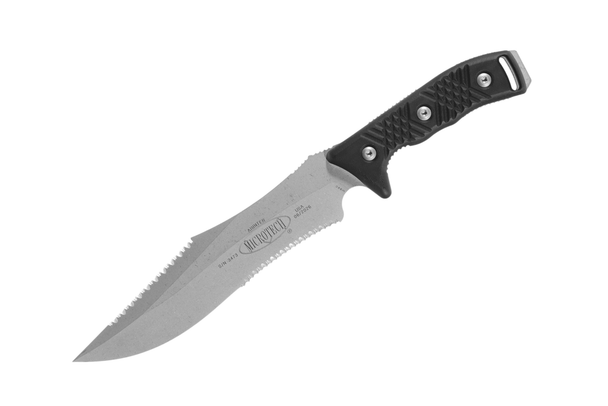 Microtech Arbiter Partial D/E - Black G-10 Handle - Serrated Apocalyptic Finish, 104-12AP, 841768145950