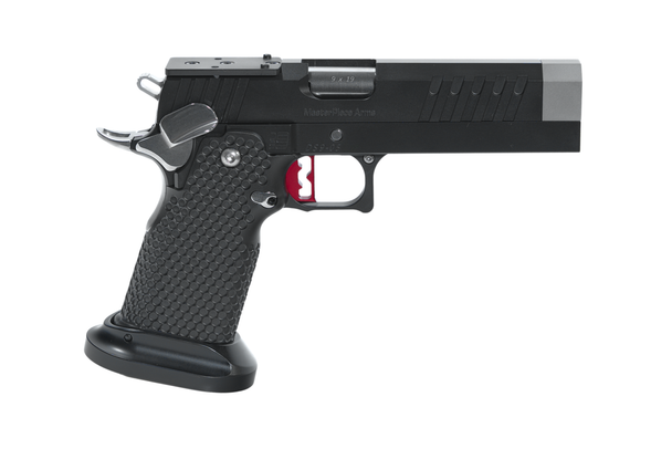 MPA DS9 LOC V2 USPSA Limited Optics Comp LOC 9mm Minor Competition Pistol 5" Match Barrel - Slide Stop Thumb Rest - Silver & Red