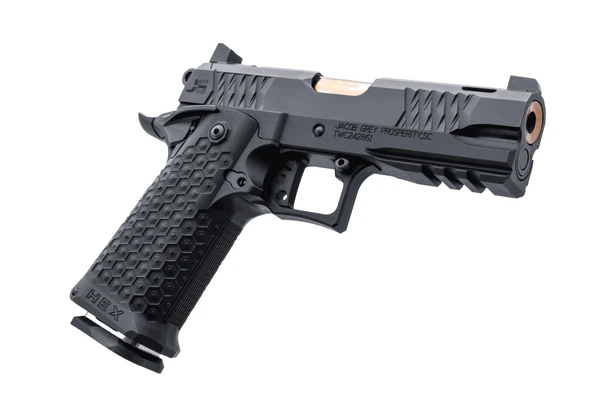 Jacob Grey Hex™ 9mm Double Stack 1911 Pistol 4.25" Bull Barrel - DLC Finish, JG-HEX