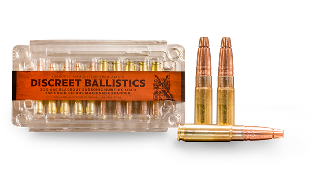 Discreet Ballistics 300 AAC Blackout 188gr Subsonic Hunting Load 20rd 7-11" Barrel 1/5 Twist