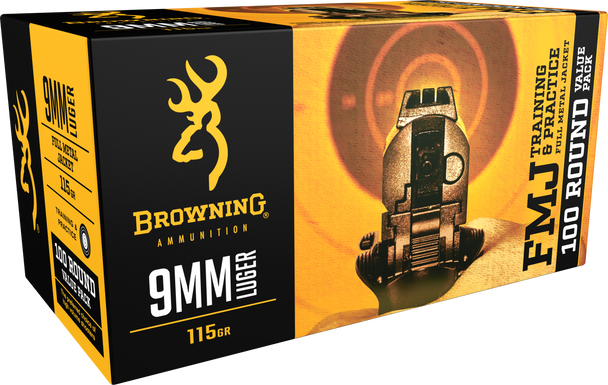 Browning Training & Practice - 9mm Luger 115 GR FMJ - 100 Rds