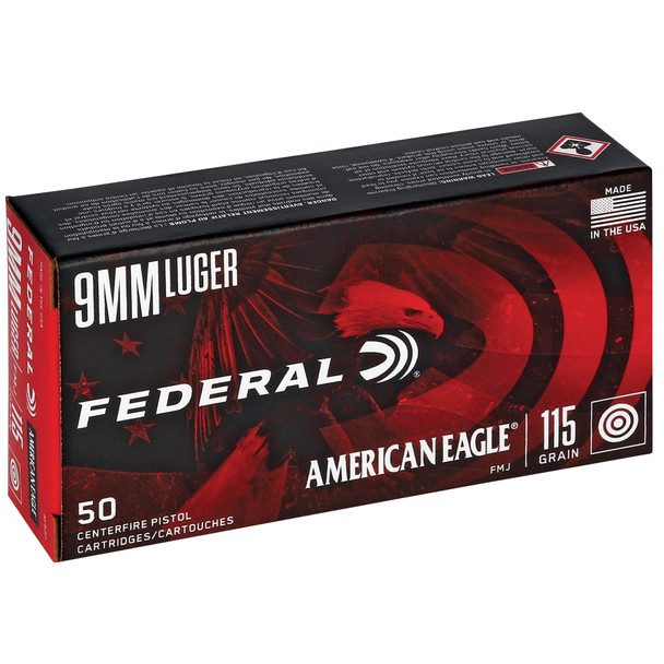 Federal American Eagle - 9MM 115 Grain FMJ - 50 Rds