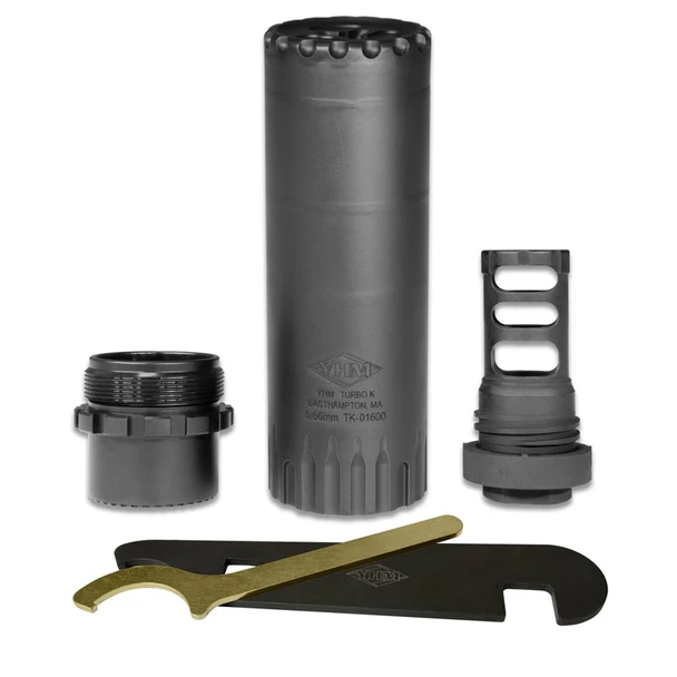 YHM Turbo K-RB 5.56mm Steel / Cobalt Suppressor - Phantom QD Adapter, YHM-2180-MB-28, 841812101734