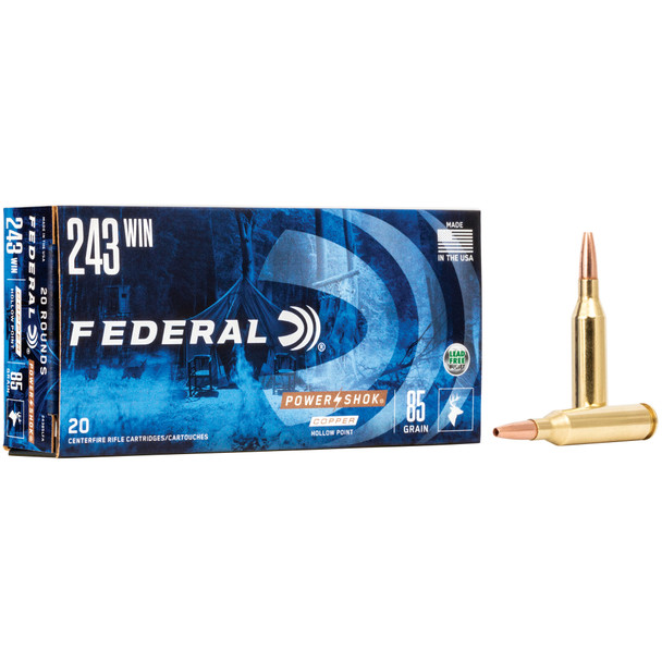 Federal PowerShok 243WIN 85 Grain Soft Point - 20 Rd Box