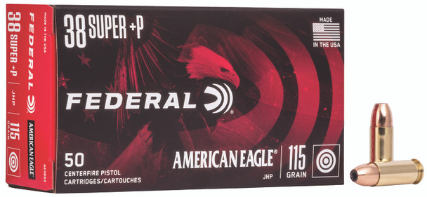 Federal - American Eagle - 38 Super +P - 115 gr - Jacket Hollow Point 50 Per Box