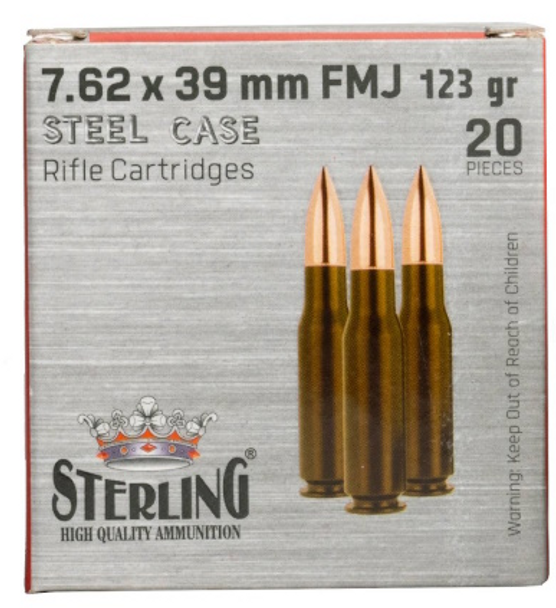 Sterling - 7.62X39mm -123 Grain - FMJ - Steel Cased - 20 Round Box (SRL8698779967284)