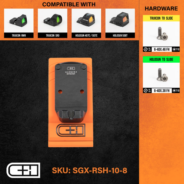 SIG P320 Legion (X-FIVE / M17 / M18) w/ R1P/DPP Cut to Trijicon RMR / SRO / Holosun Adapter Plate W/ 10-8 Rear Sight (SGX-RSH-10-8)