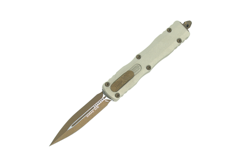 Microtech Dirac Gold Microtech Dirac D/E Standard - Champagne Gold Handle - Burnt Bronze Blade