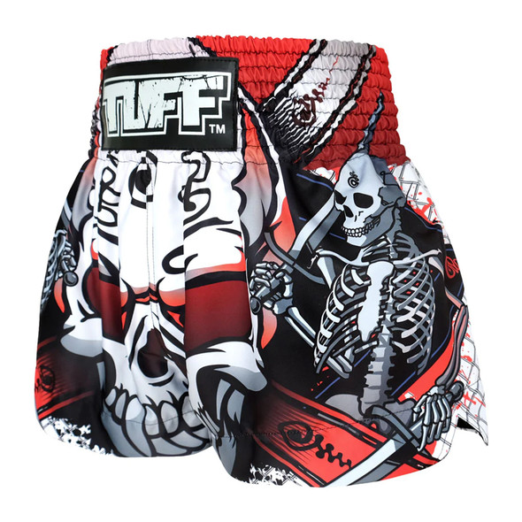 TUFF White Devil Skull Muay Thai Shorts - side