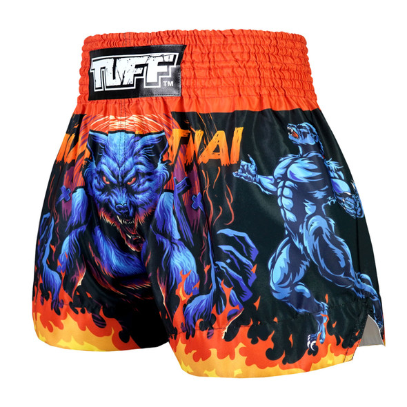 TUFF Midnight Wolf Muay Thai Shorts - side