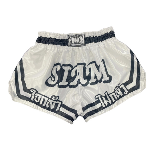 Punch Siam Muay Thai Shorts (White/Black) - front